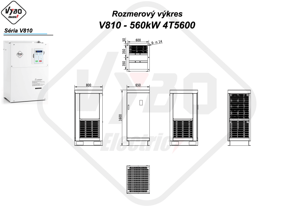 rozměrový výkres frekvenční měnič V810 4T5600